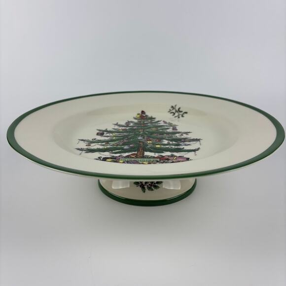 Spode Christmas Tree Footed Cake Plate 10.5" Christmas Serveware - Picture 8 of 14
